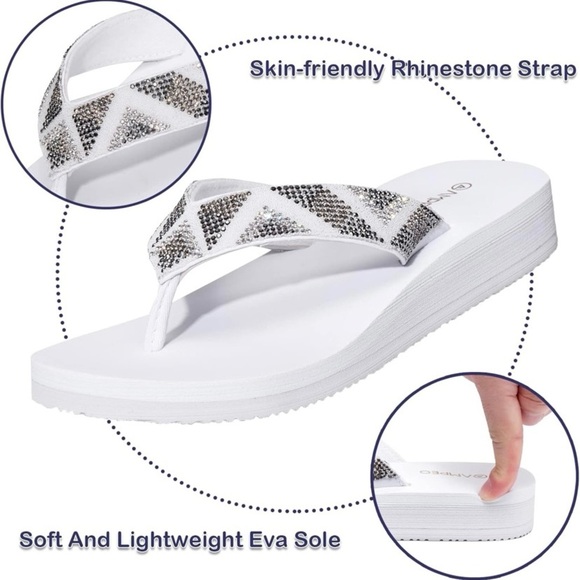 White Rhinestone Flop Flops 10 - Picture 9 of 9